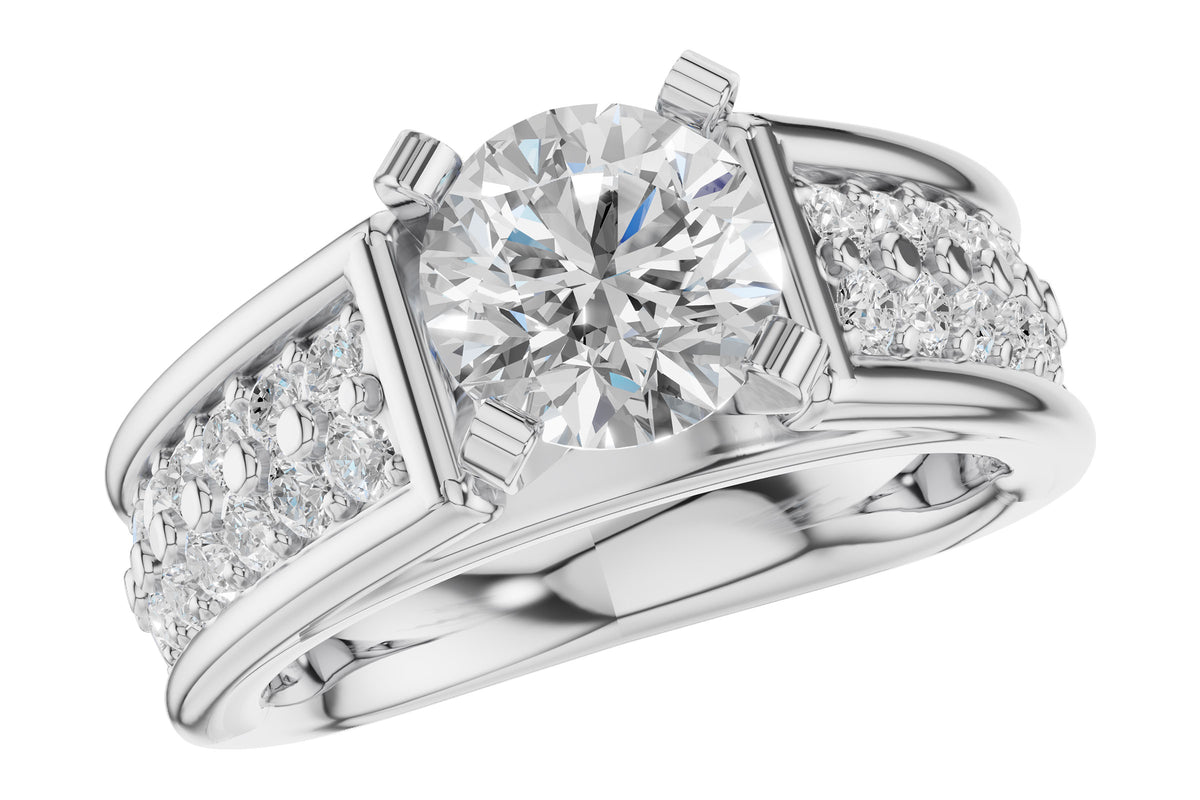 Allison Kaufman Diamond Engagement Ring Semi-Mount in 14K White Gold, 0.70 ctw