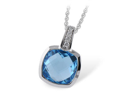 Allison Kaufman Blue Topaz & Diamond Necklace in 14K White Gold, 4.68 ctw