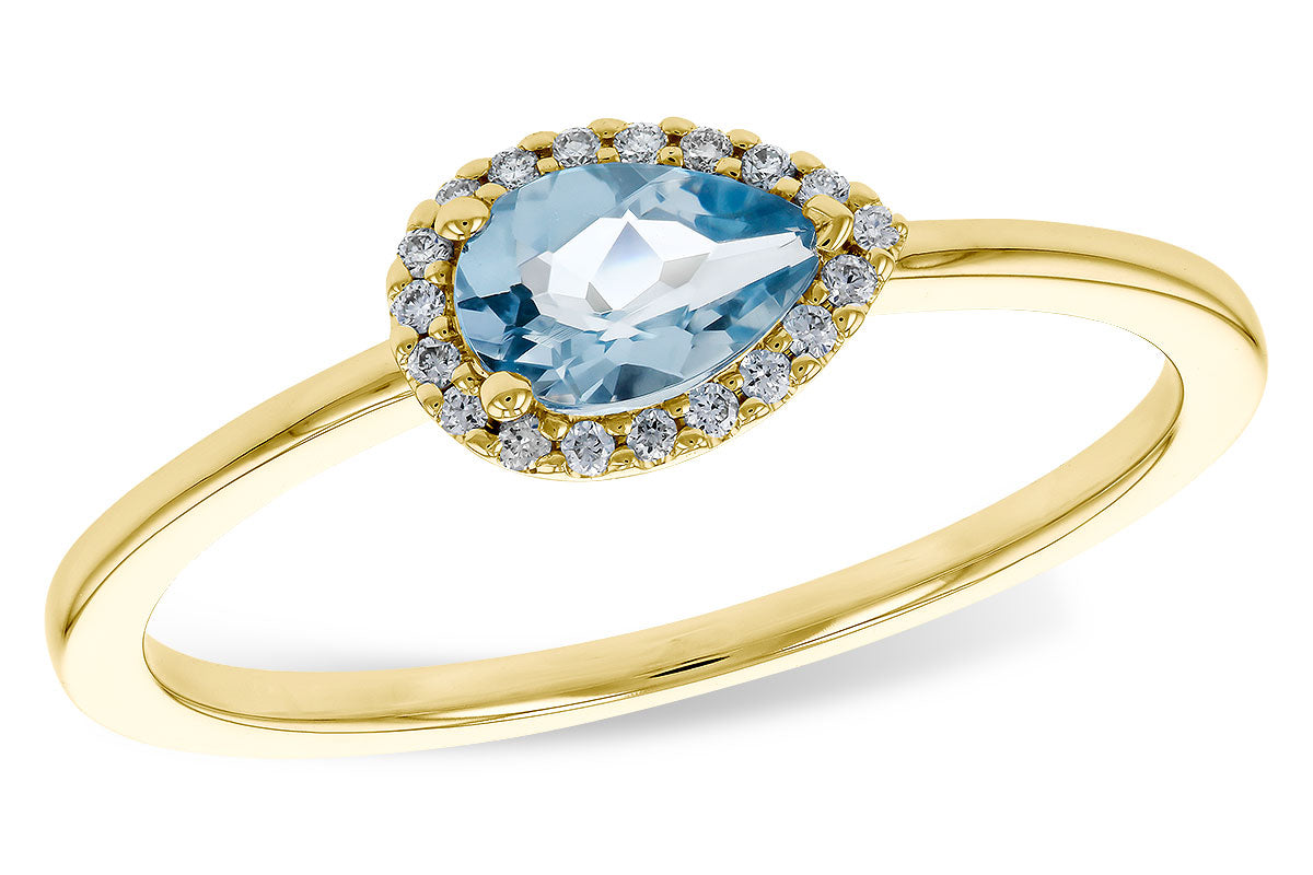 Allison Kaufman Aquamarine & Diamond Ring in 14K Yellow Gold, 0.42 ctw