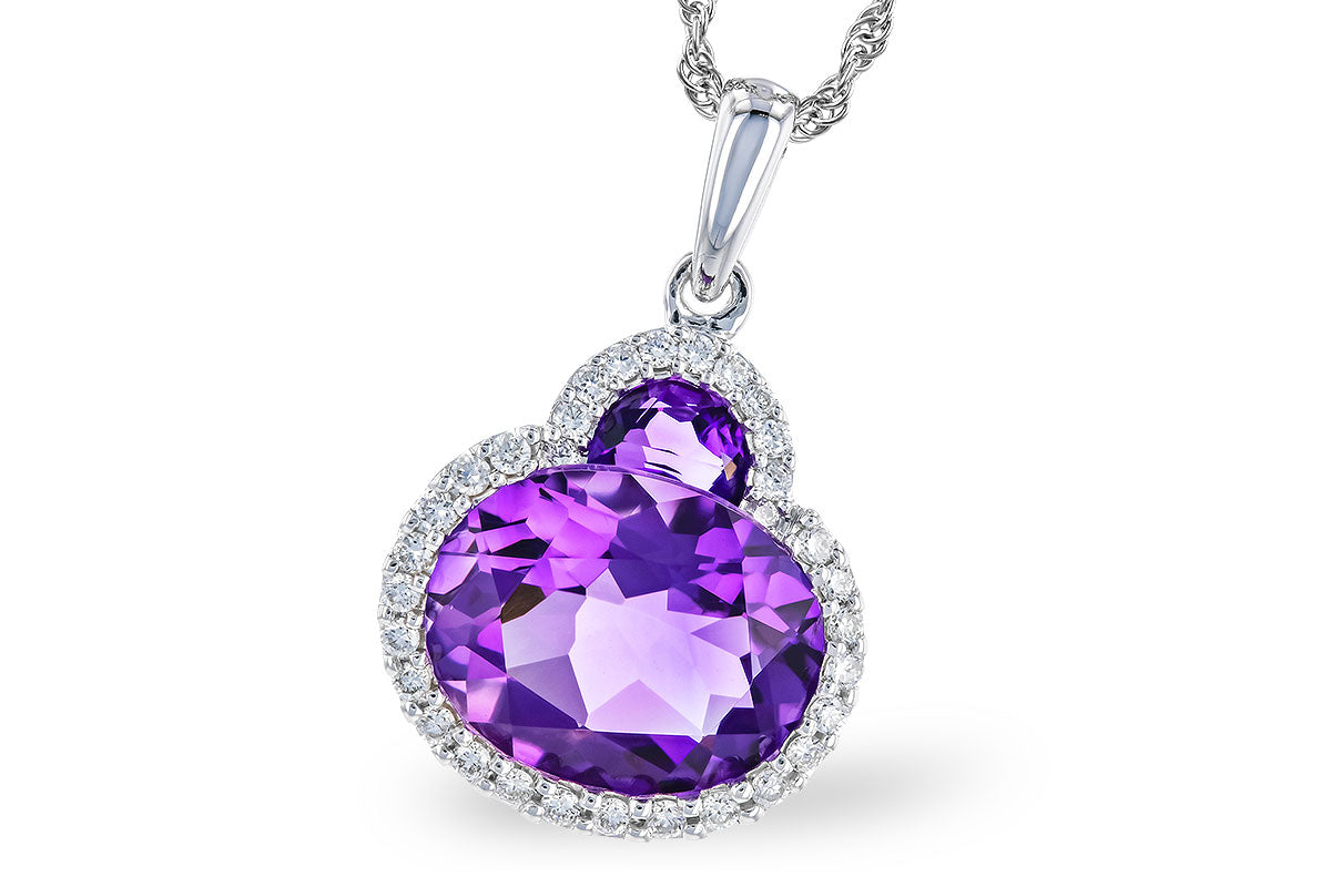 Allison Kaufman Amethyst & Diamond Necklace in 14K White Gold, 2.42 ctw