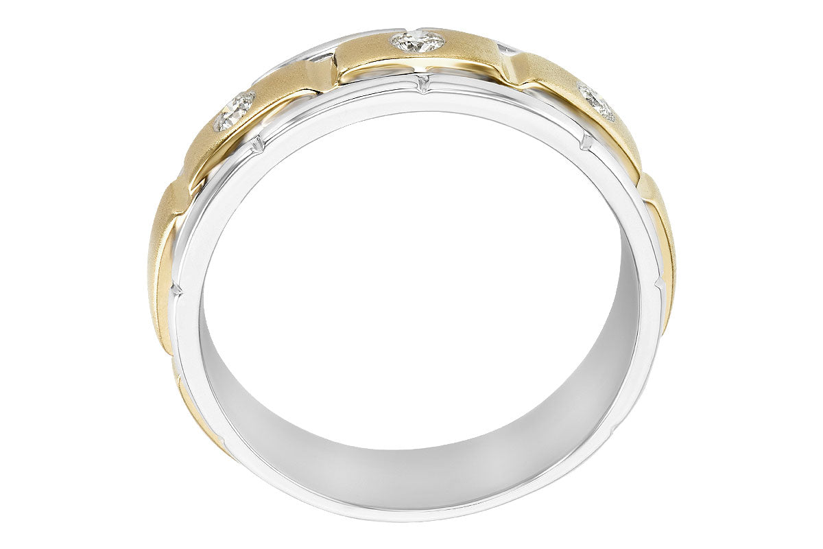 Allison Kaufman Diamond Men's Wedding Band in 14K Two-Tone Gold, 0.16 ctw, alternate view