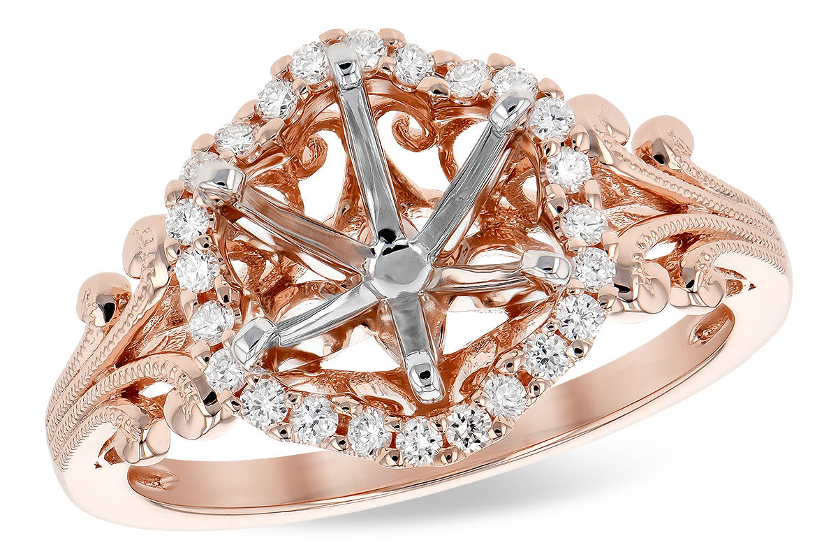 Allison Kaufman Diamond Engagement Ring Semi-Mount in 14K Rose Gold, 0.20 ctw (L7777)