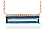 Allison Kaufman London Blue Topaz & Diamond Necklace in 14K Rose Gold, 2.80 ctw