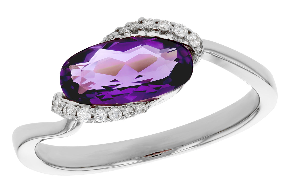 Allison Kaufman Amethyst & Diamond Ring in 14K White Gold, 1.13 ctw