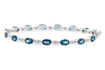 Allison Kaufman London Blue Topaz & Diamond Bracelet in 14K White Gold, 7.36 ctw