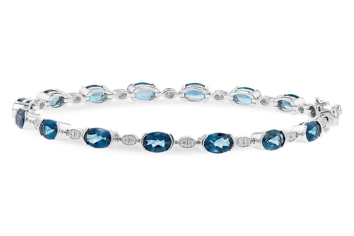 Allison Kaufman London Blue Topaz & Diamond Bracelet in 14K White Gold, 7.36 ctw