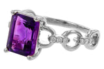 Allison Kaufman Amethyst & Diamond Ring in 14K White Gold, 2.05 ctw, alternate view