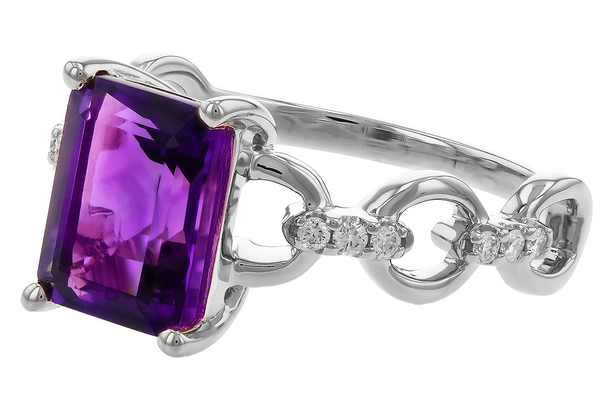 Allison Kaufman Amethyst & Diamond Ring in 14K White Gold, 2.05 ctw, alternate view