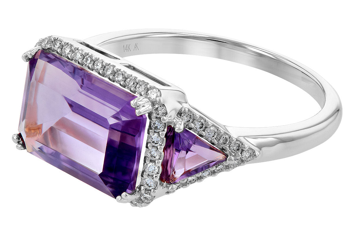 Allison Kaufman Amethyst & Diamond Ring in 14K White Gold, 3.70 ctw, alternate view