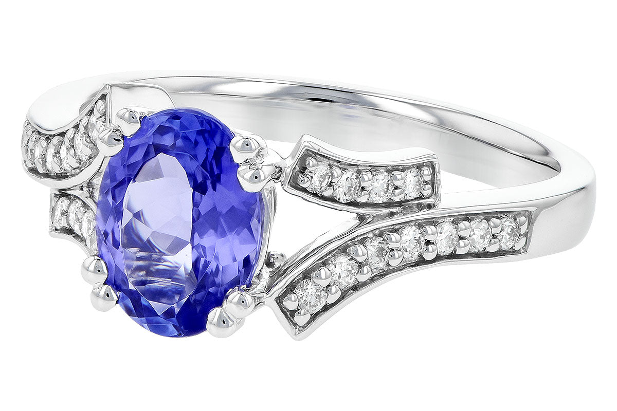 Allison Kaufman Tanzanite & Diamond Ring in 14K White Gold, 1.30 ctw, alternate view