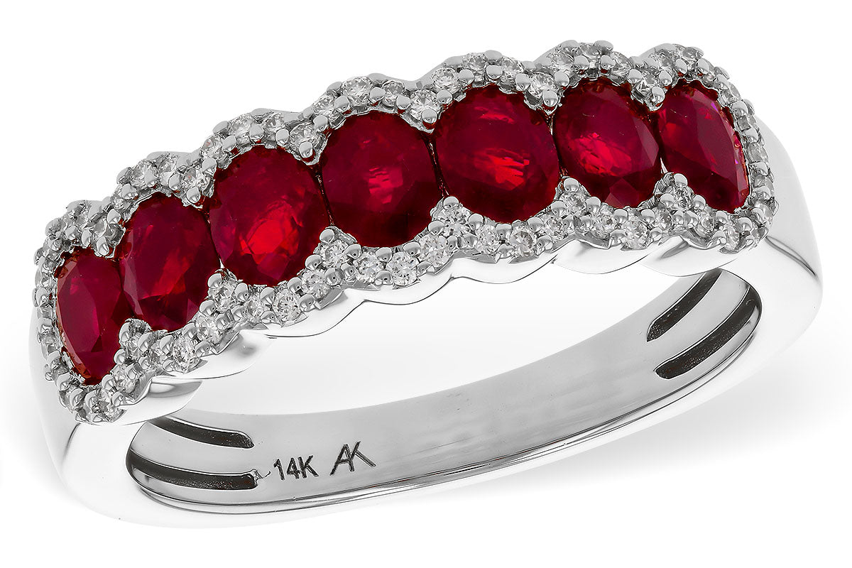 Allison Kaufman Ruby & Diamond Wedding Band in 14K White Gold, 1.57 ctw