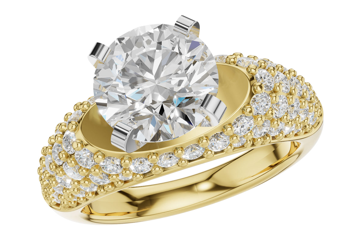 Allison Kaufman Diamond Engagement Ring Semi-Mount in 14K Yellow Gold, 1.02 ctw