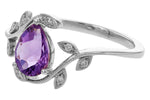 Allison Kaufman Amethyst & Diamond Ring in 14K White Gold, 0.94 ctw, alternate view
