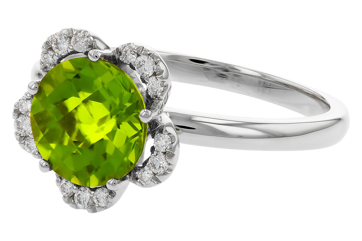 Allison Kaufman Peridot & Diamond Ring in 14K White Gold, 2.28 ctw, alternate view