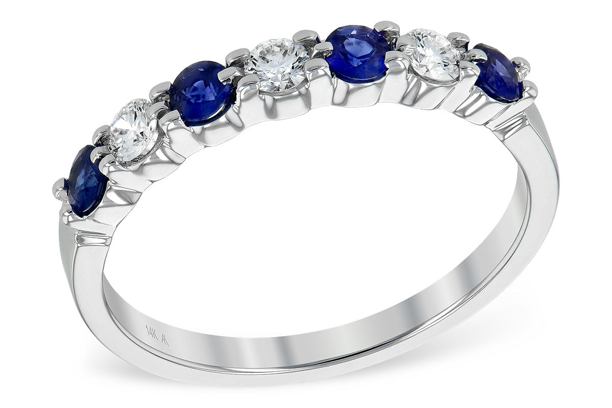 Allison Kaufman Sapphire & Diamond Wedding Band in 14K White Gold, 0.55 ctw