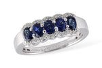 Allison Kaufman Sapphire & Diamond Wedding Band in 14K White Gold, 1.05 ctw