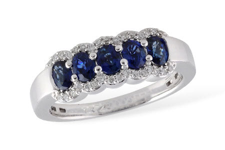 Allison Kaufman Sapphire & Diamond Wedding Band in 14K White Gold, 1.05 ctw