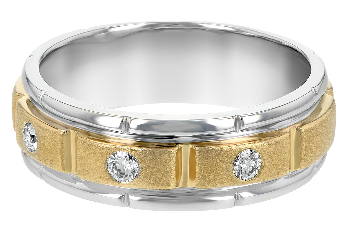 Allison Kaufman Diamond Men's Wedding Band in 14K Two-Tone Gold, 0.16 ctw, alternate view