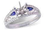Allison Kaufman Sapphire & Diamond Engagement Ring Semi-Mount in 14K White Gold, 0.43 ctw