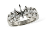 Allison Kaufman Baguette Diamond Engagement Ring Semi-Mount in 14K White Gold, 0.97 ctw