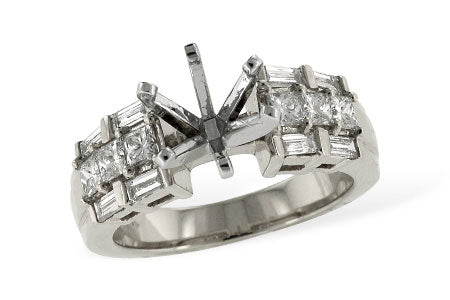 Allison Kaufman Baguette Diamond Engagement Ring Semi-Mount in 14K White Gold, 0.97 ctw