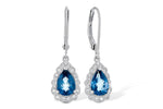 Allison Kaufman London Blue Topaz & Diamond Earrings in 14K White Gold, 1.63 ctw