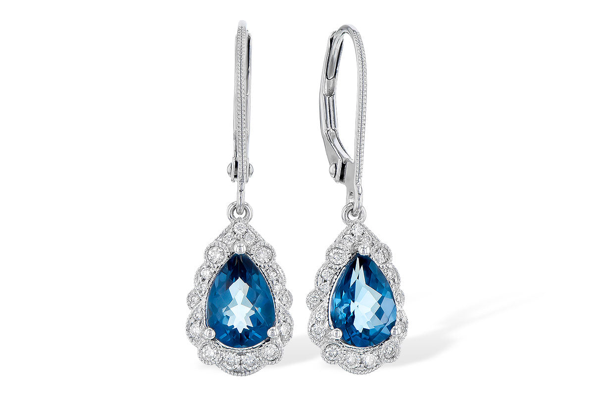 Allison Kaufman London Blue Topaz & Diamond Earrings in 14K White Gold, 1.63 ctw