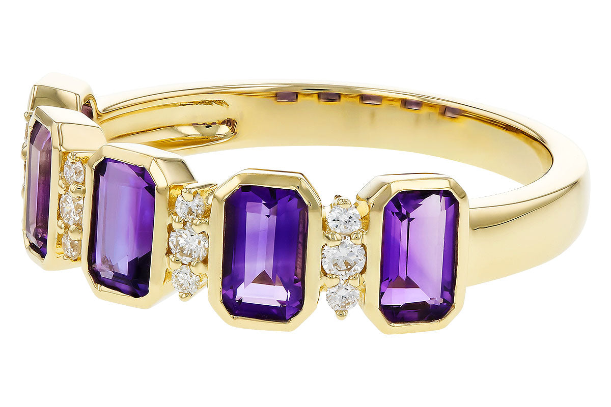 Allison Kaufman Amethyst & Diamond Ring in 14K Yellow Gold, 1.30 ctw, alternate view