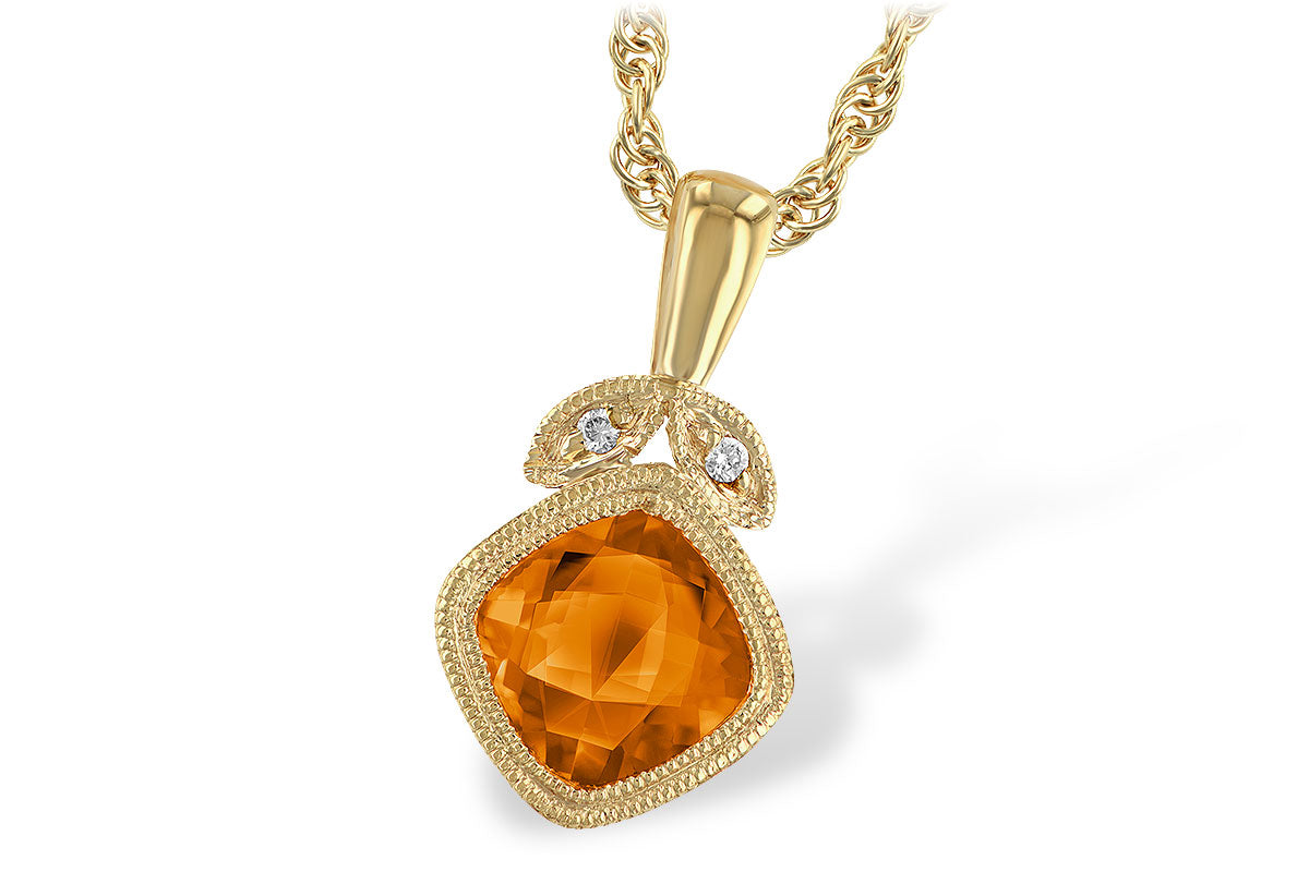 Allison Kaufman Citrine & Diamond Necklace in 14K Yellow Gold, 0.91 ctw