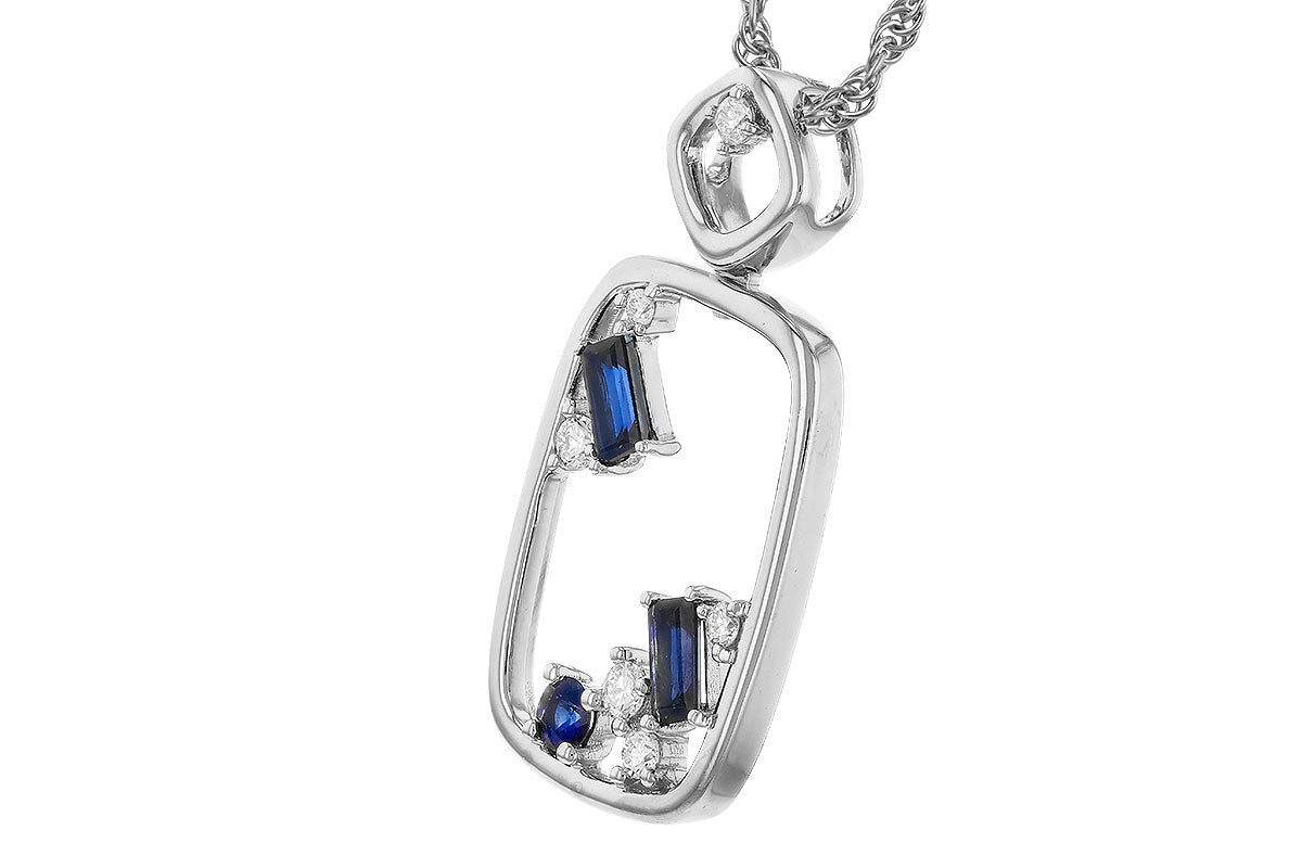 Allison Kaufman Sapphire & Diamond Necklace in 14K White Gold, 0.46 ctw (N8694), alternate view