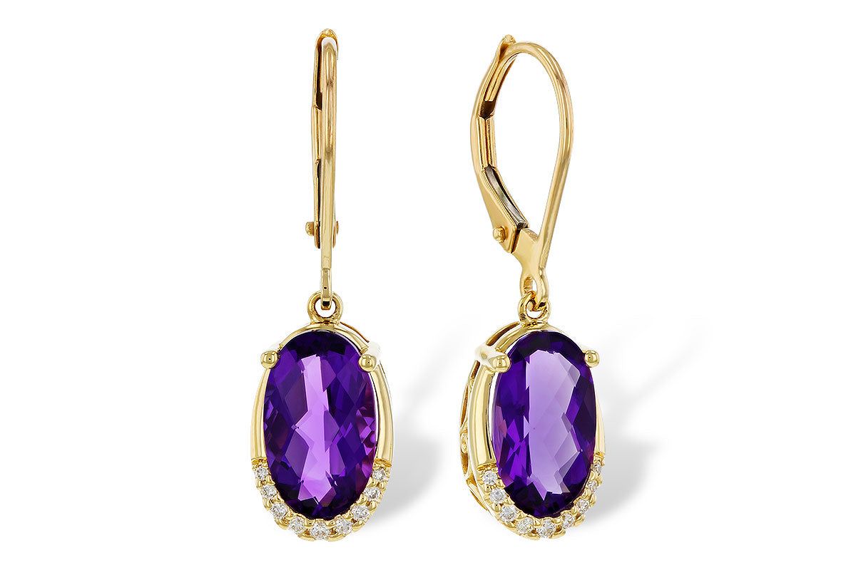 Allison Kaufman Amethyst & Diamond Earrings in 14K Yellow Gold, 2.78 ctw