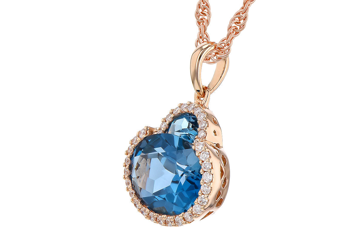 Allison Kaufman London Blue Topaz & Diamond Necklace in 14K Rose Gold, 3.00 ctw, alternate view