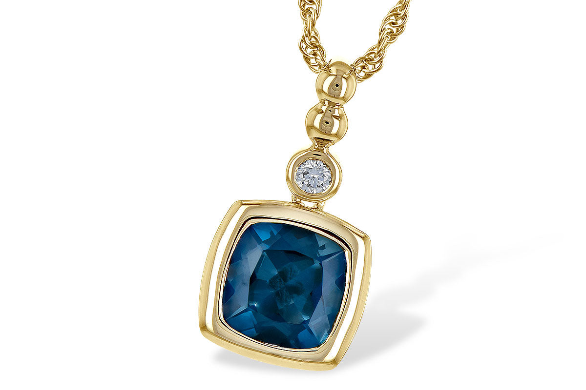 Allison Kaufman London Blue Topaz & Diamond Necklace in 14K Yellow Gold, 1.54 ctw