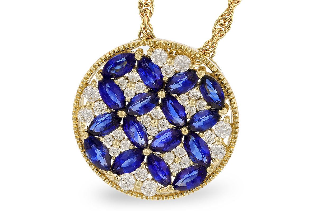 Allison Kaufman Sapphire & Diamond Necklace in 14K Yellow Gold, 1.95 ctw