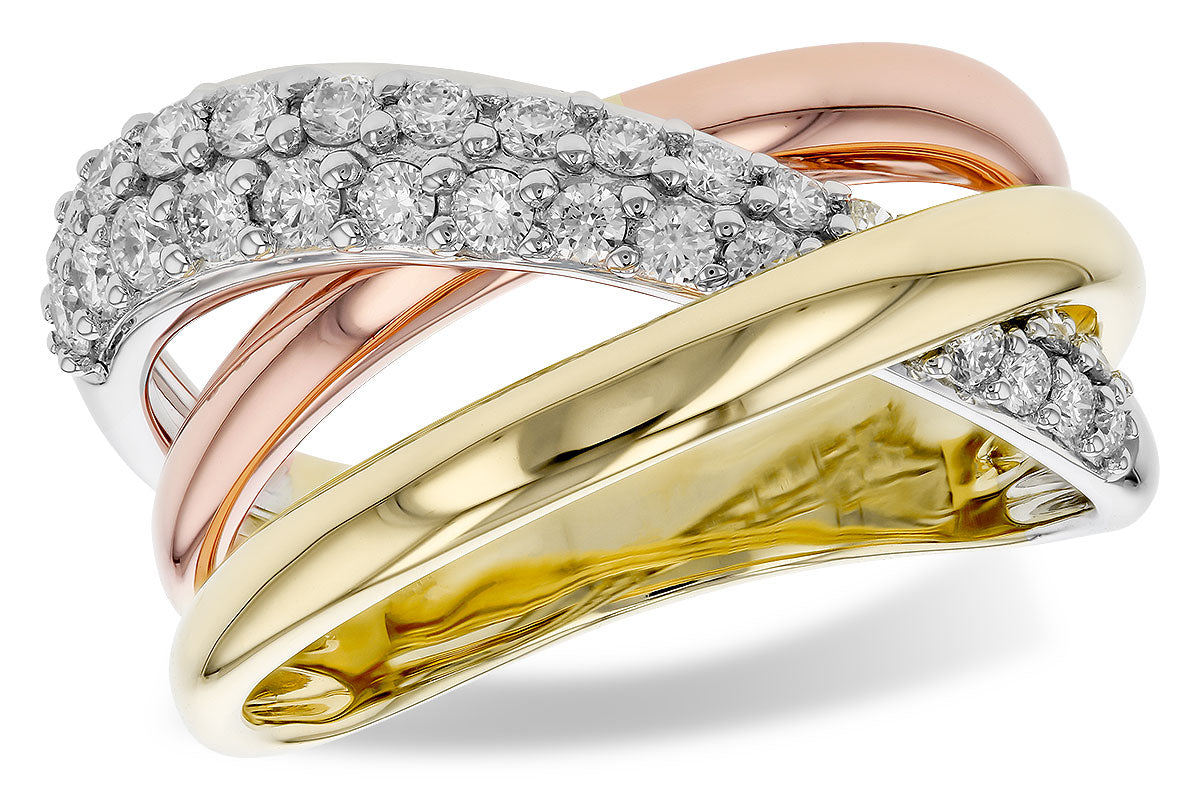 Allison Kaufman Diamond Ring in 14K Tri-Tone Gold, 0.52 ctw