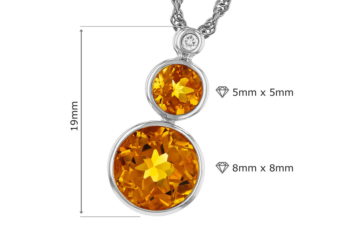Allison Kaufman Citrine & Diamond Necklace in 14K White Gold, 2.05 ctw, alternate view
