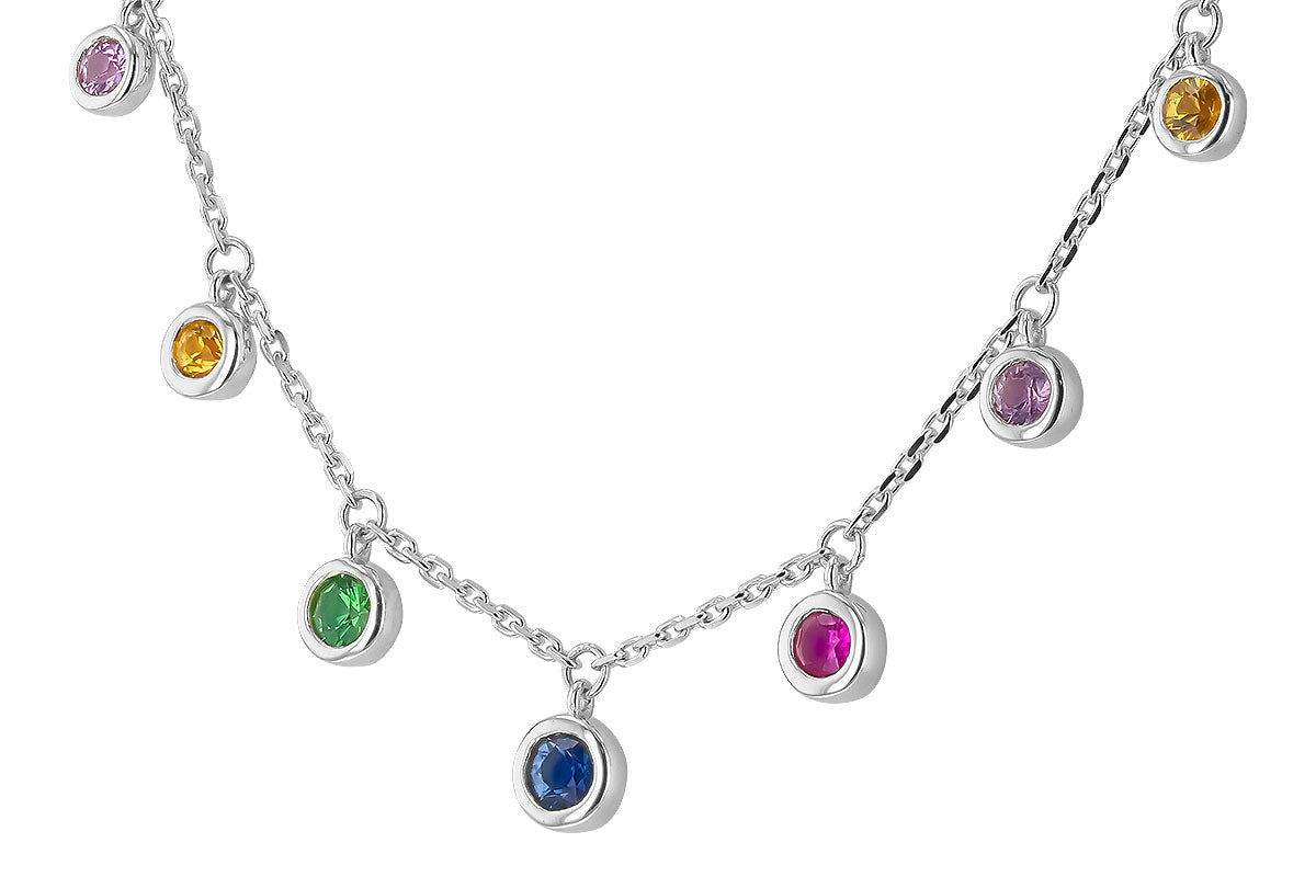 Allison Kaufman Multi-Gemstone Necklace in 14K White Gold, 0.90 ctw, alternate view