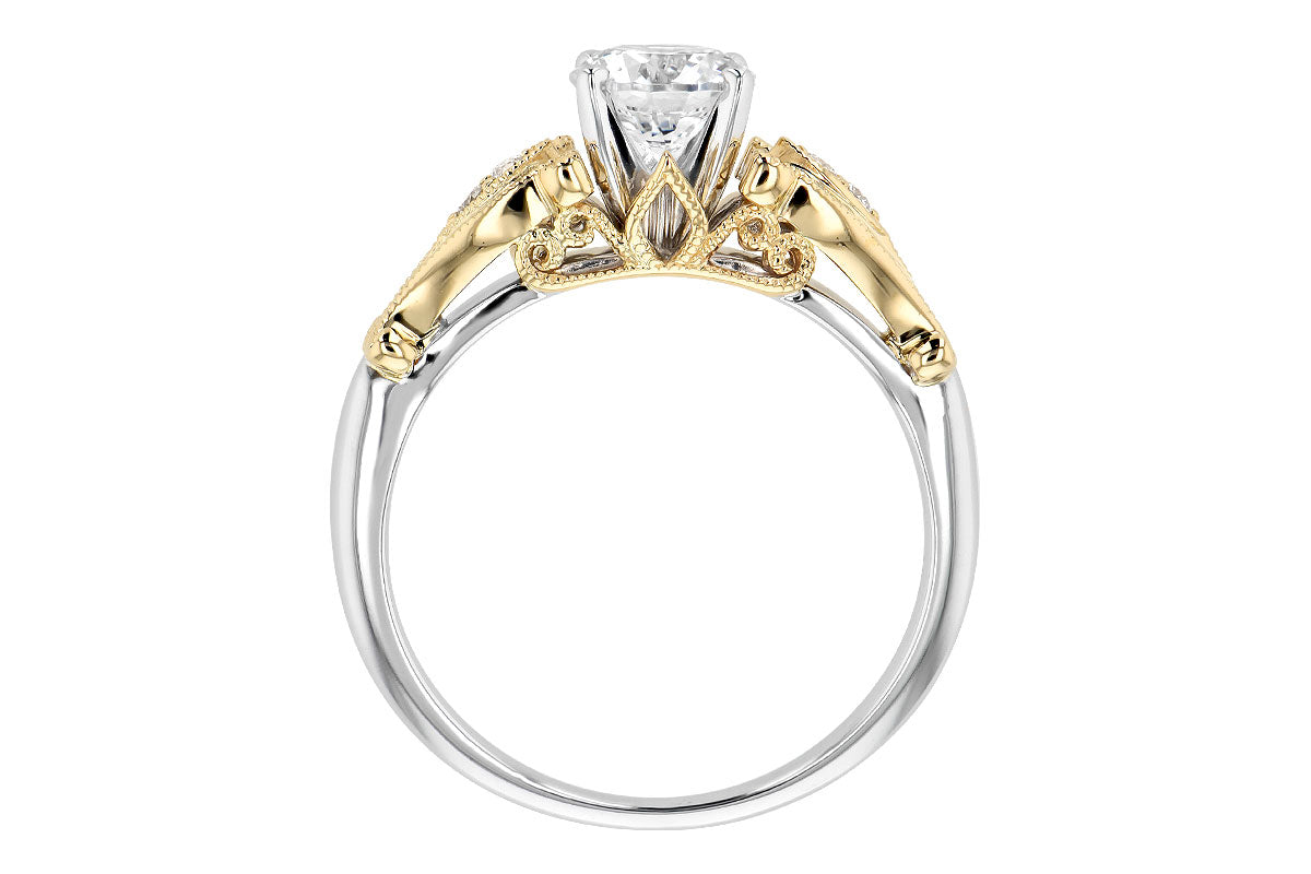 Allison Kaufman Diamond Engagement Ring Semi-Mount in 14K Two-Tone Gold, 0.05 ctw, alternate view