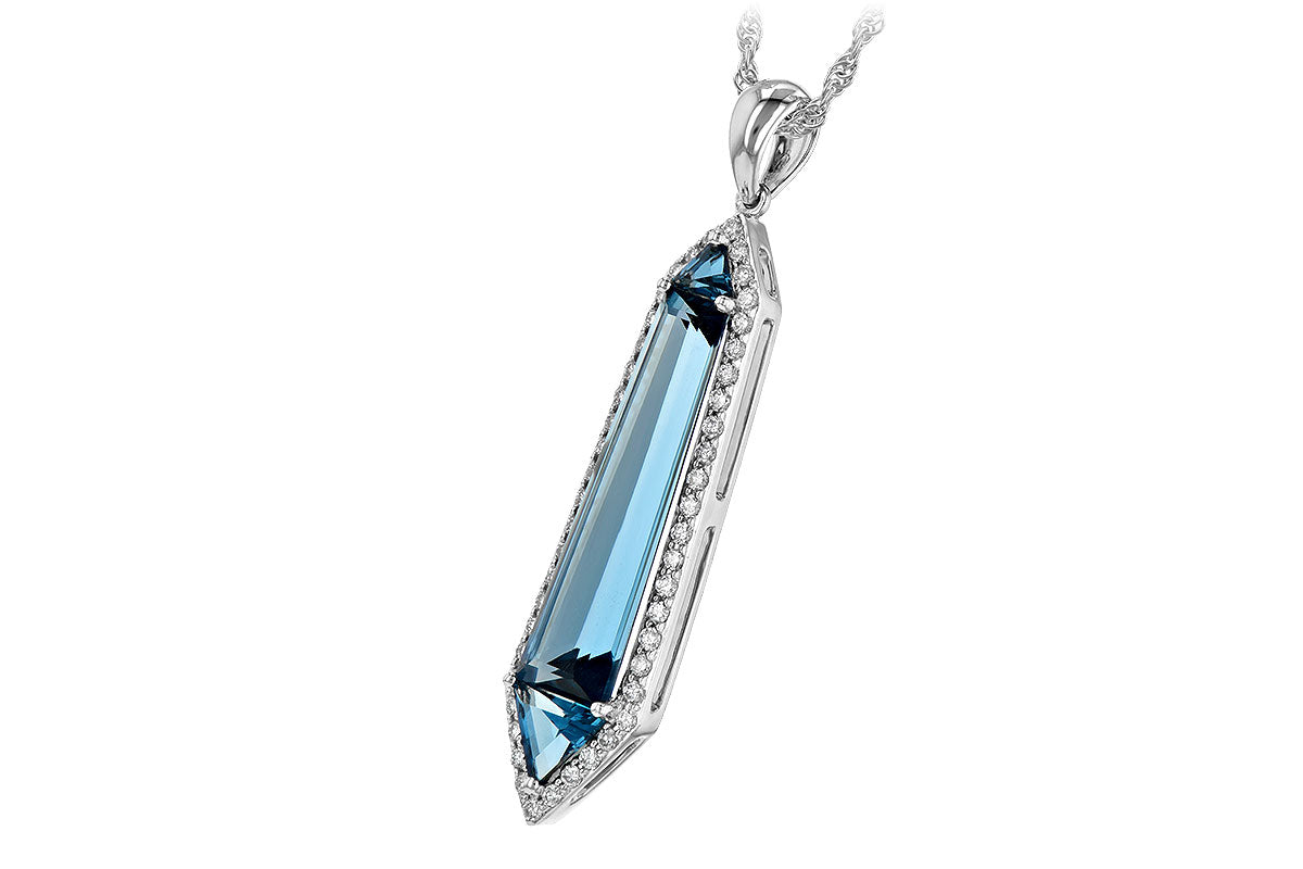 Allison Kaufman London Blue Topaz & Diamond Necklace in 14K White Gold, 3.70 ctw, alternate view