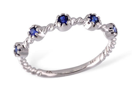Allison Kaufman Sapphire Wedding Band in 14K White Gold, 0.26 ctw