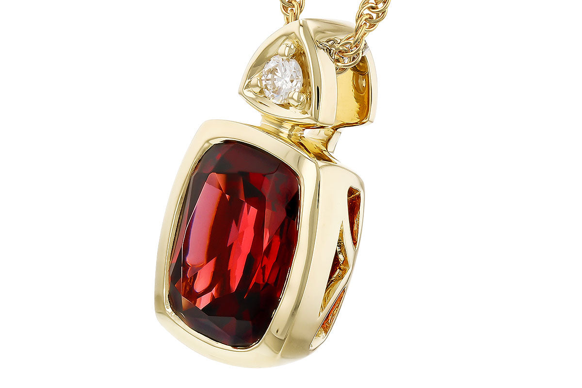 Allison Kaufman Garnet & Diamond Necklace in 14K Yellow Gold, 1.55 ctw, alternate view