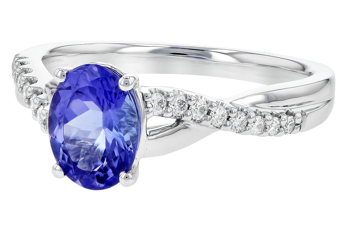 Allison Kaufman Tanzanite & Diamond Ring in 14K White Gold, 1.35 ctw, alternate view