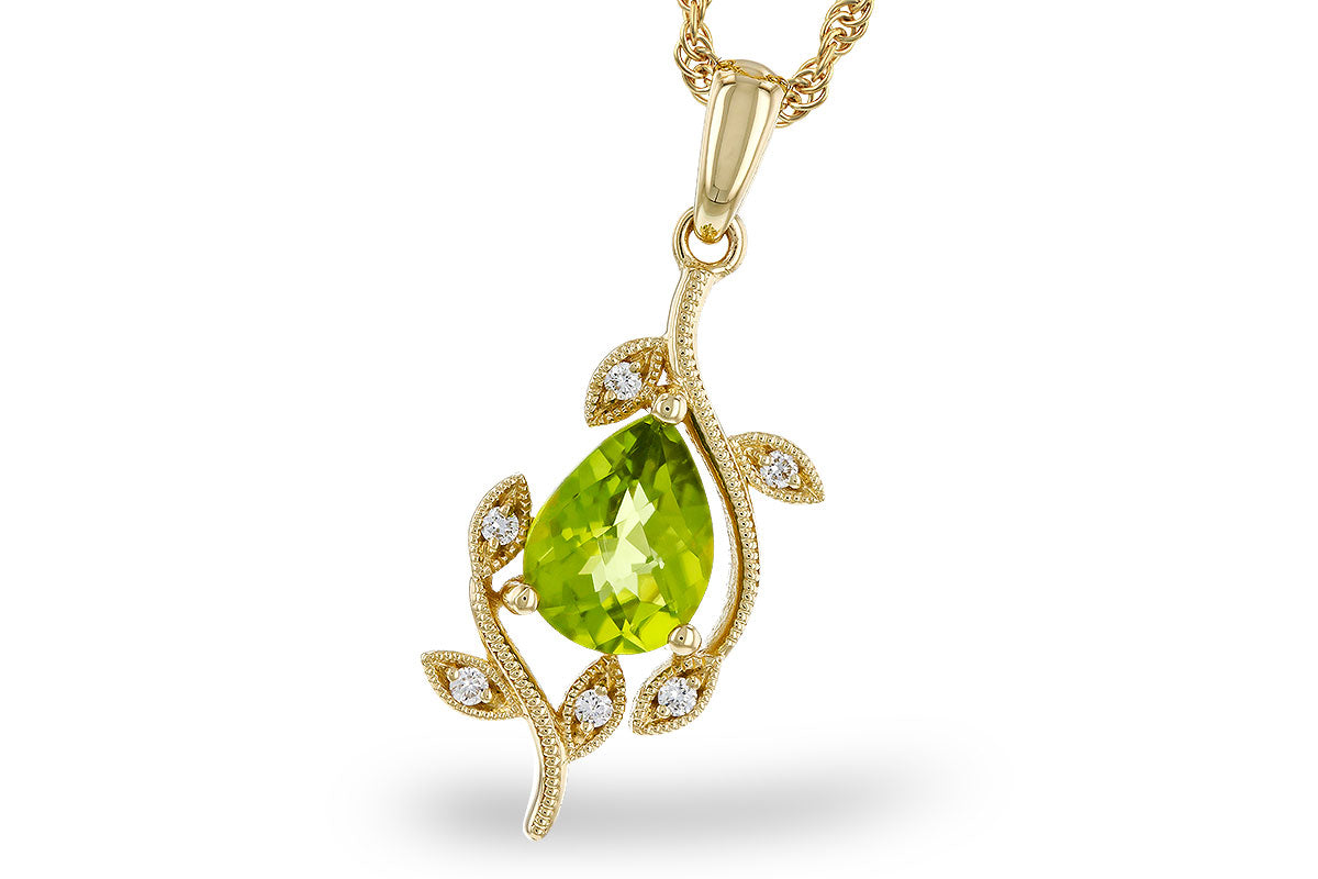 Allison Kaufman Peridot & Diamond Necklace in 14K Yellow Gold, 1.21 ctw