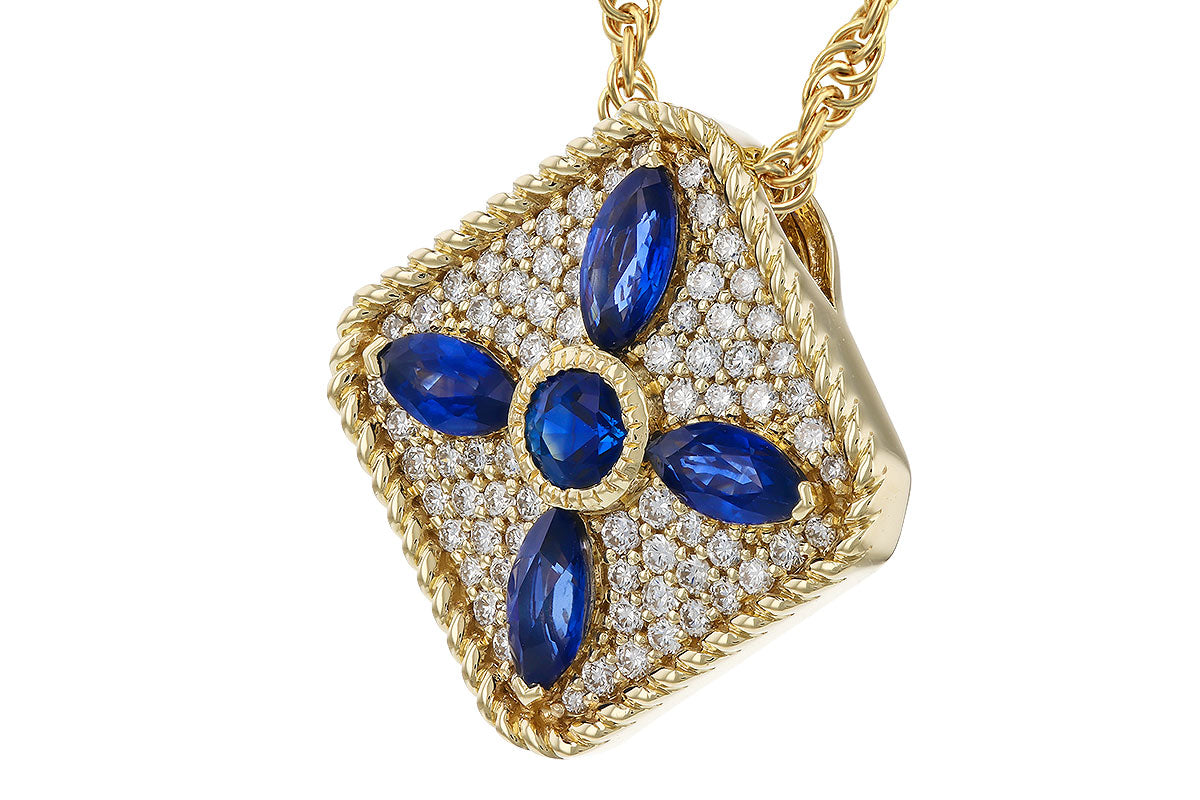 Allison Kaufman Sapphire & Diamond Necklace in 14K Yellow Gold, 1.20 ctw, alternate view