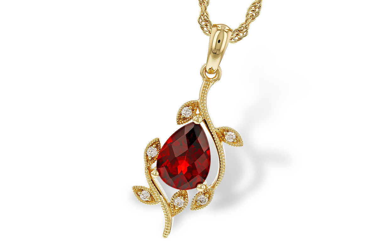 Allison Kaufman Garnet & Diamond Necklace in 14K Yellow Gold, 1.39 ctw