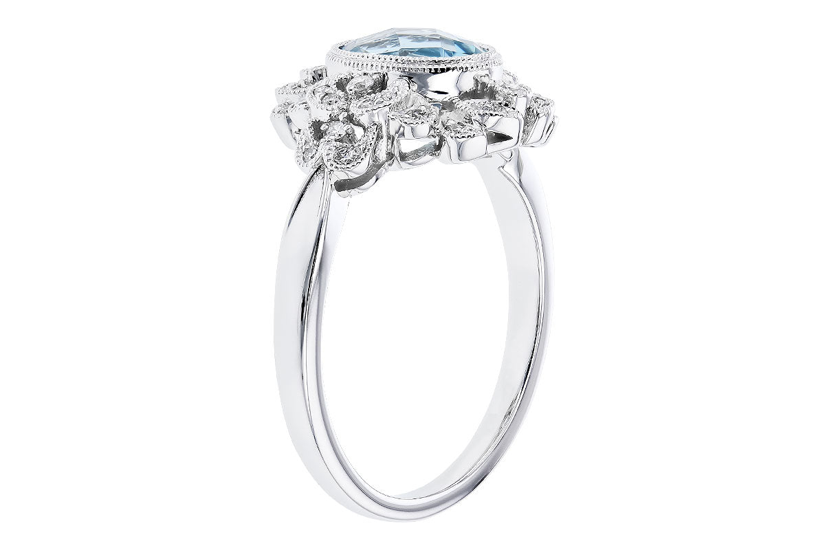 Allison Kaufman Aquamarine & Diamond Ring in 14K White Gold, 1.14 ctw, alternate view