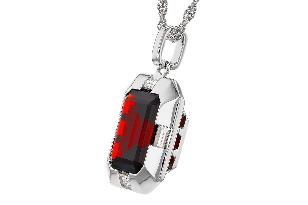 Allison Kaufman Garnet & Diamond Necklace in 14K White Gold, 3.82 ctw, alternate view