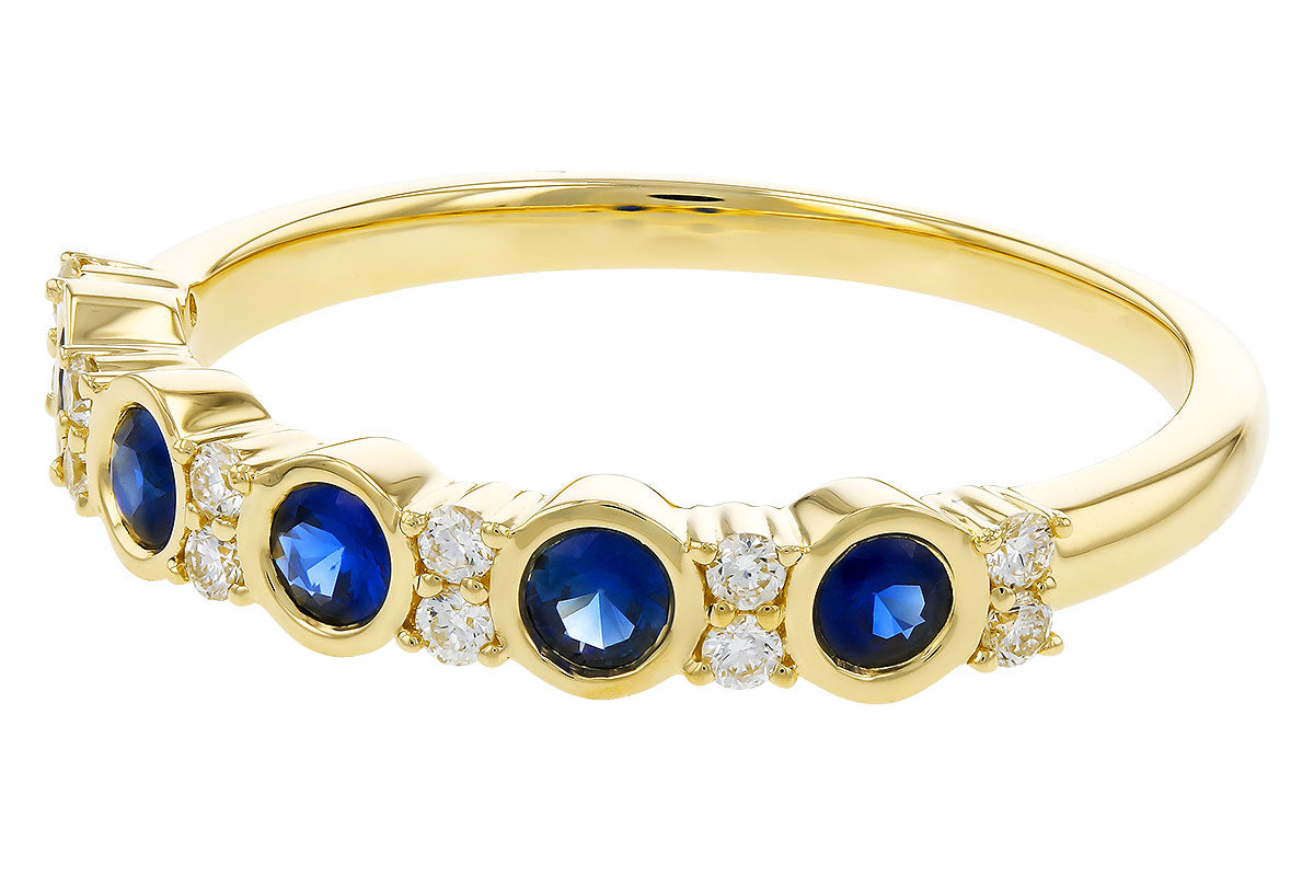 Allison Kaufman Sapphire & Diamond Wedding Band in 14K Yellow Gold, 0.46 ctw, alternate view