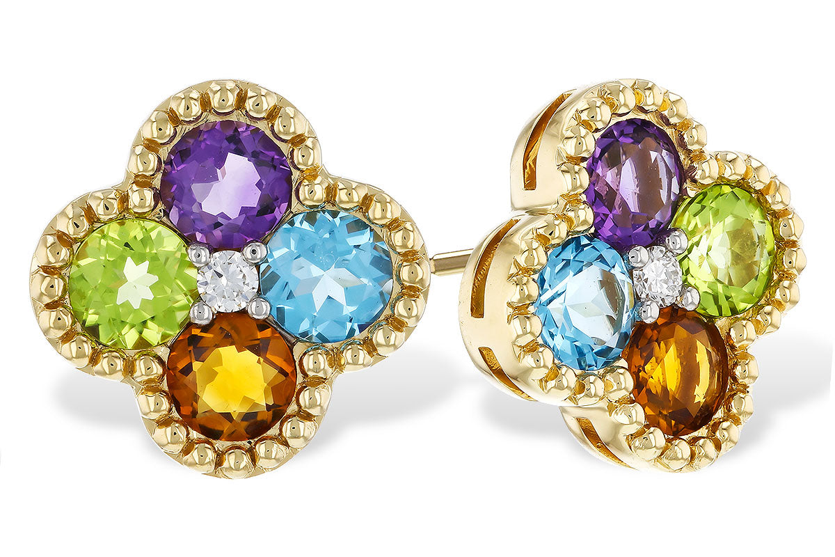Allison Kaufman Multi-Gemstone & Diamond Earrings in 14K Yellow Gold, 1.93 ctw