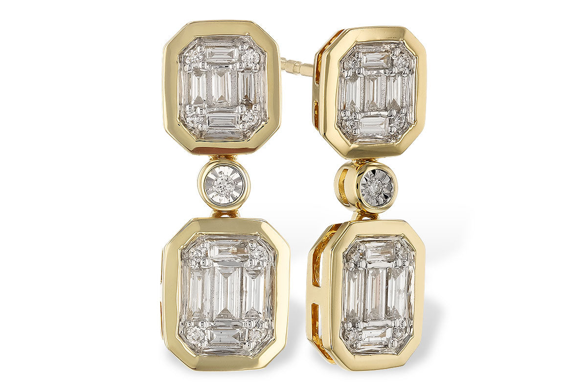 Allison Kaufman Baguette Diamond Earrings in 14K Yellow Gold, 0.45 ctw